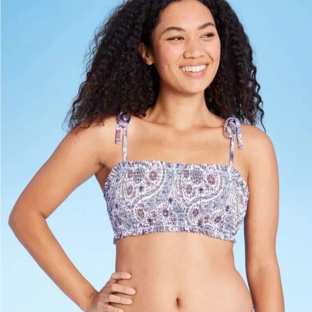 Xhilaration Smocked Bandeau Bikini Top | Women Size L